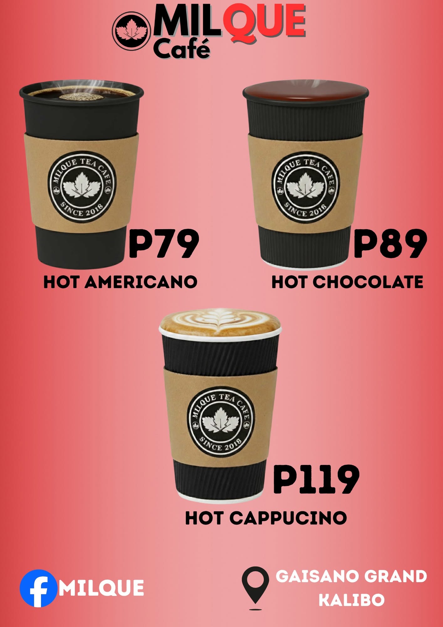 Hot coffee menu